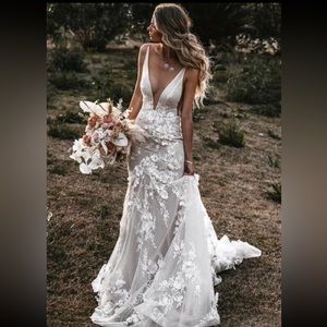 3d floral lace mermaid wedding dress gown